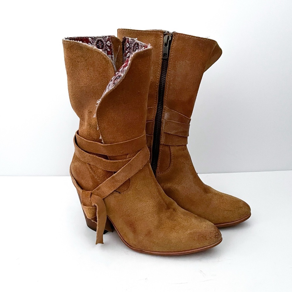 Freebird By Steven Riot Distressed Yellow Suede Ankle Boots